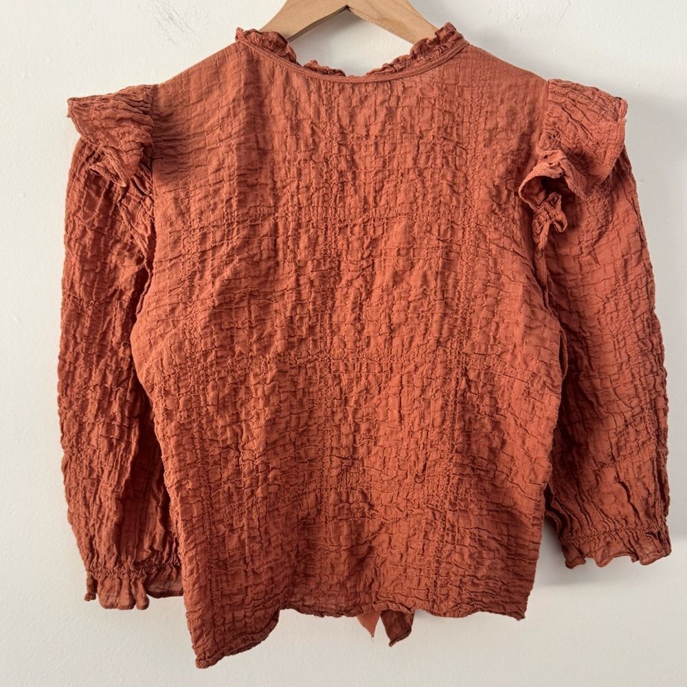 Zara Rust Button-Up Top Small - Picture 5 of 7